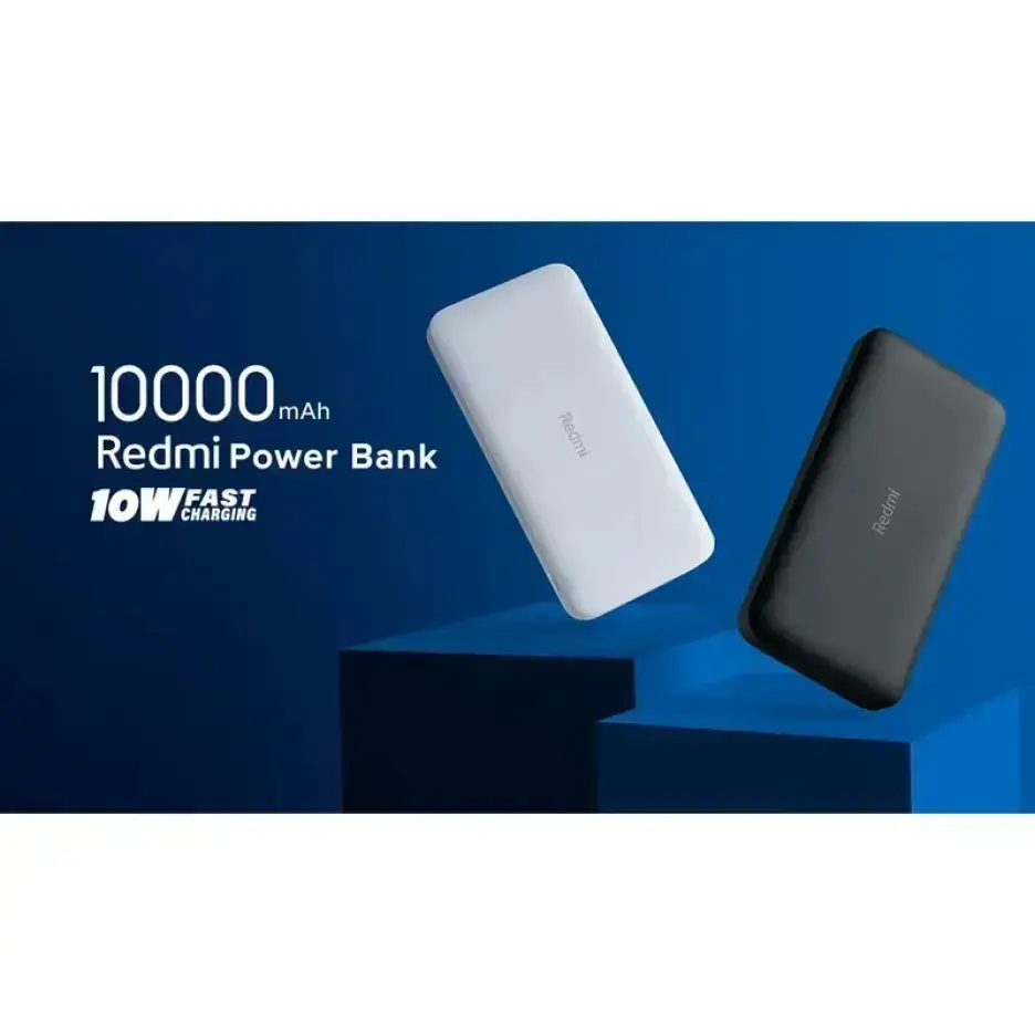 پاور بانک شیائومی 10000mAh فست شارژ، ردمی PB100LZM مشکی 2/4 آمپر دارای پورت USB-C و Micro-USB سفید