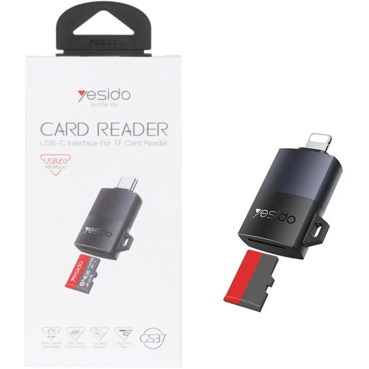 رم ریدر Yesido مدل GS37 تایپ سی Type-C TF Card Reader