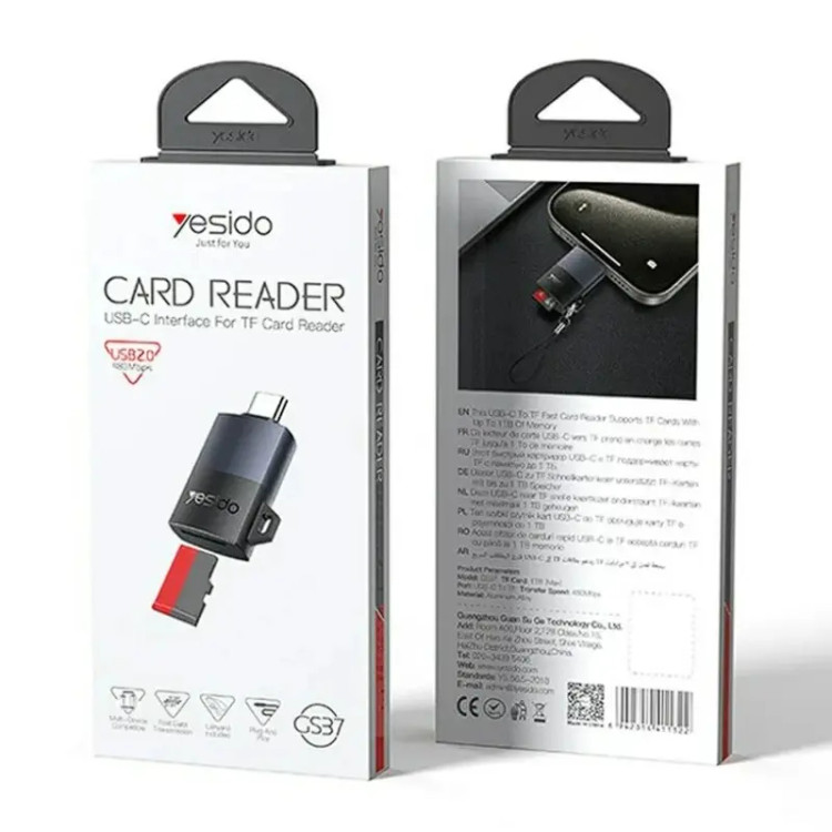 رم ریدر Yesido مدل GS37 تایپ سی Type-C TF Card Reader