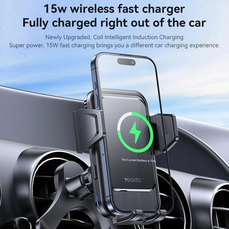 هولدر وایرلس شارژ 15 وات دریچه کولری یسیدو Yesido C312 Auto Wireless Charging holder