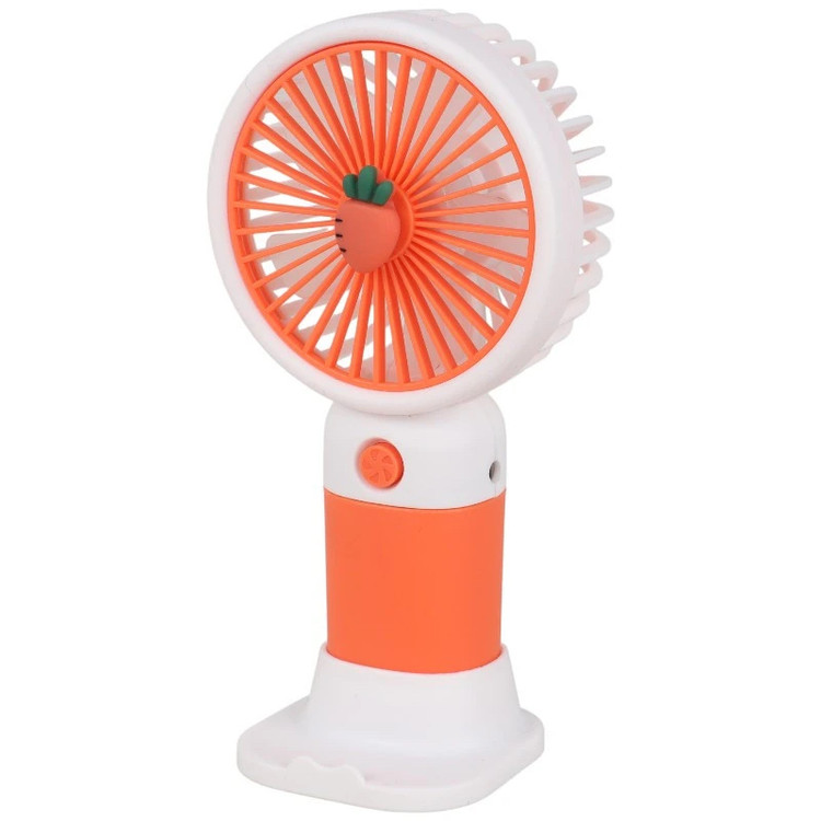 پنکه فن دستی رو میزی شارژی استند دار گوشی مدل mini handheld نارنجی