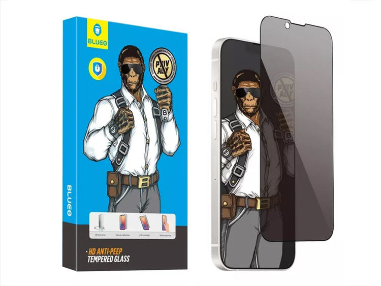 گلس و محافظ صفحه نمایش شیشه ای حریم شخصی نانو مدل آیفون14 پرومکس blueo 3D anti peep glass apple iphone 14 pro max