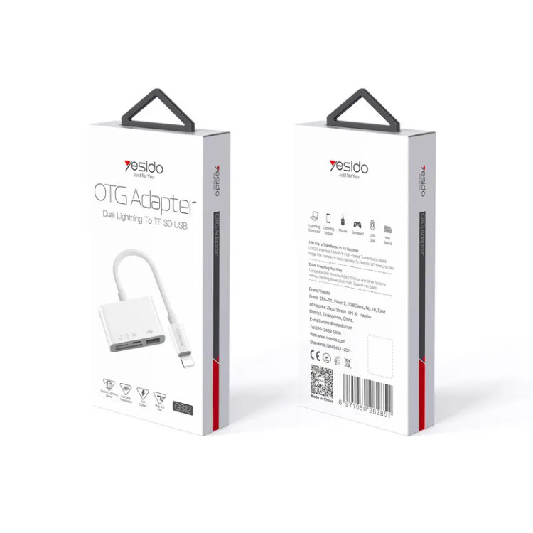 کابل OTG و رم ریدر آیفون یسیدو YESIDO GS12