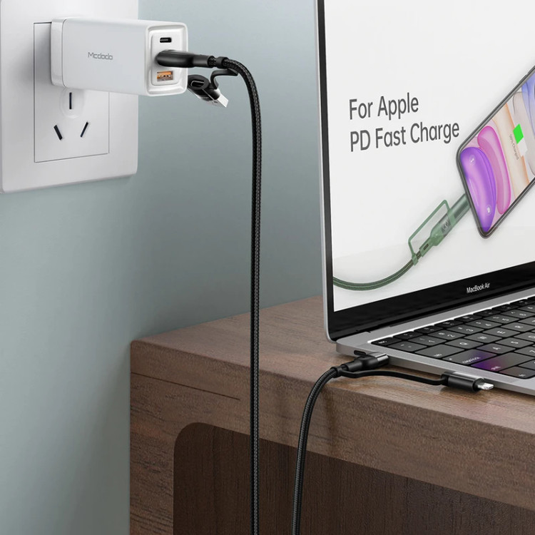 کابل تبدیل USB / USB-C به لایتنینگ / USB-C مک دودو مدل MC-CA-8070 طول 1.2 متر