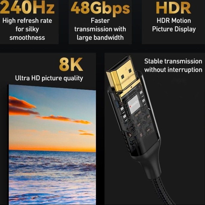 کابل HDMI یسیدو HM11 کیفیت 8K طول 1.8 متر