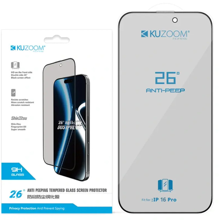 گلس پرایوسی 360 درجه آیفون 17 پرو کوزوم KUZOOM ANTI-PEEPING اصلی