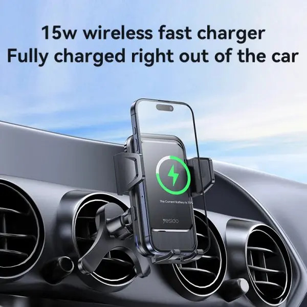 هولدر وایرلس شارژ 15 وات دریچه کولری یسیدو Yesido C312 Auto Wireless Charging holder