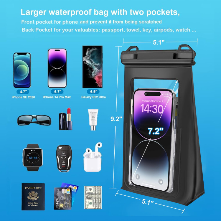 کاور ضد آب گوشی موبایل یوسمز تا 7 اینچ USAMS YD014 Double pocket waterproof
