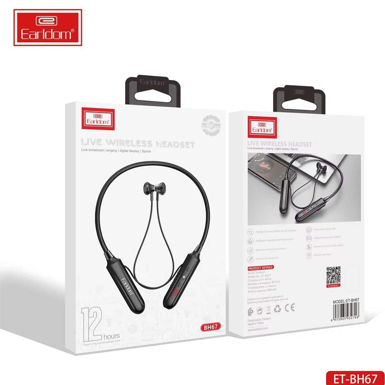 هدفون بلوتوثی گردنی ارلدام مدل ET-BH67-نمایشگر دیجیتال-Bluetooth 5.2