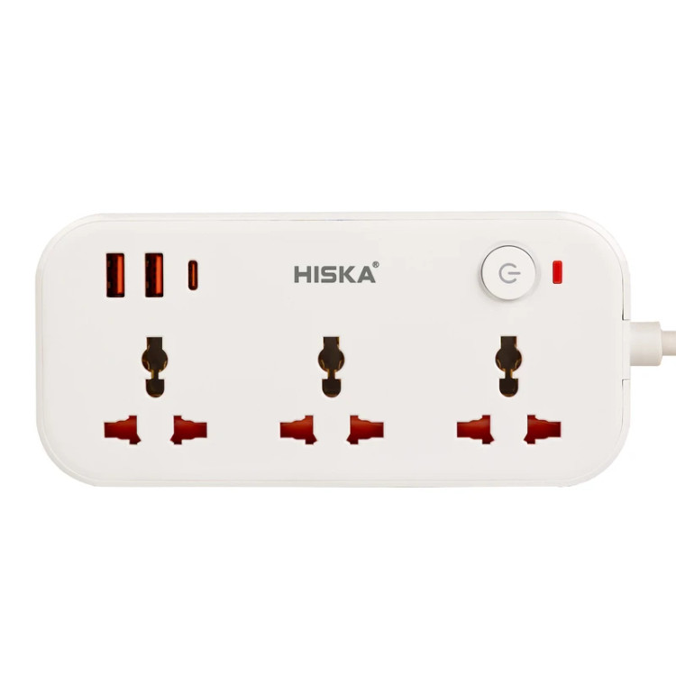چندراهی برق هیسکا مدل CH-5511 با 3 پریز و 3 پورت شارژ USB , USB C