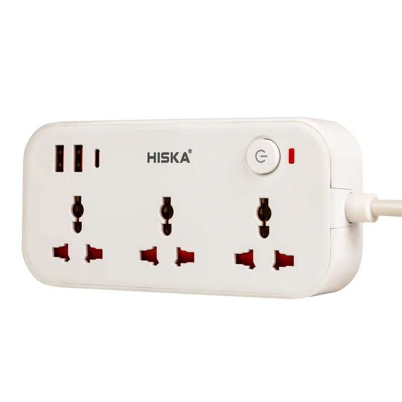 چندراهی برق هیسکا مدل CH-5511 با 3 پریز و 3 پورت شارژ USB , USB C
