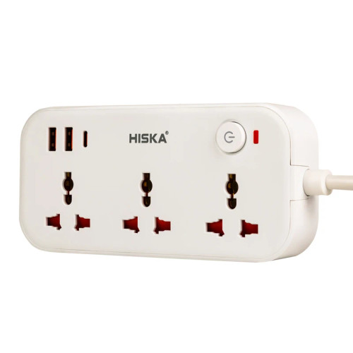 چندراهی برق هیسکا مدل CH-5511 با 3 پریز و 3 پورت شارژ USB , USB C