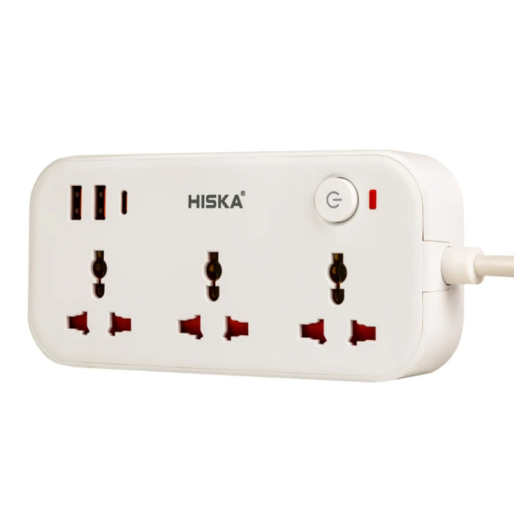 چندراهی برق هیسکا مدل CH-5511 با 3 پریز و 3 پورت شارژ USB , USB C
