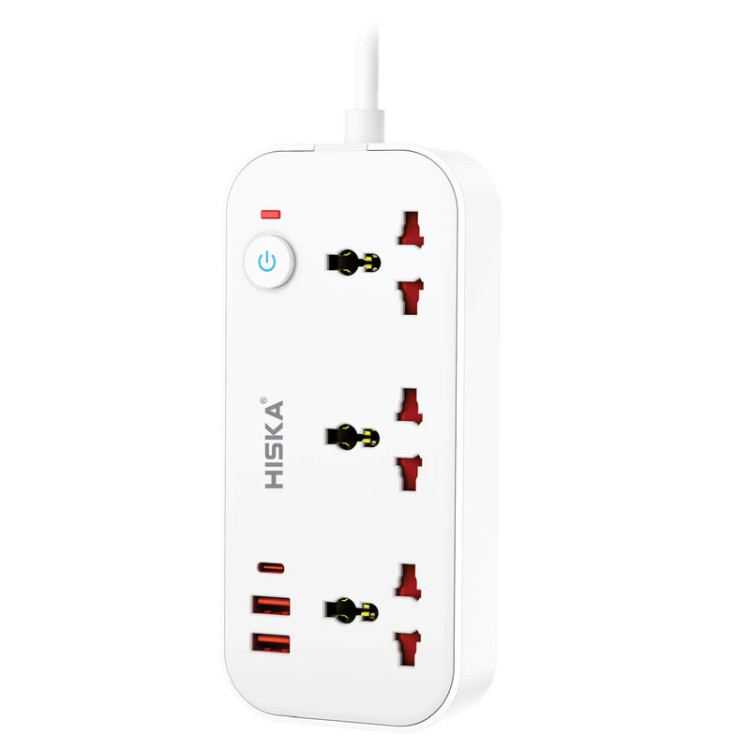 چندراهی برق هیسکا مدل CH-5511 با 3 پریز و 3 پورت شارژ USB , USB C