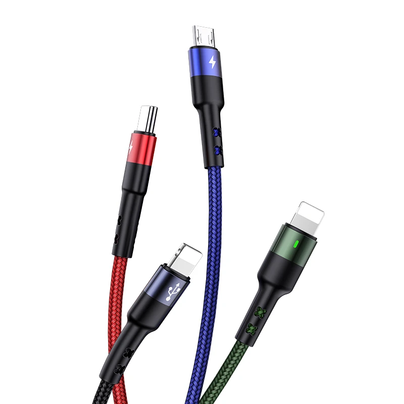 کابل تبدیل USB به microUSB /لایتنینگ/USB-C یوسمز مدل U26 طول 1.2 متر