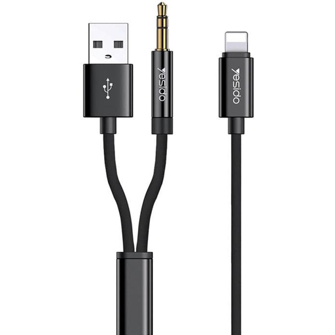 کابل تبدیل USB/جک 3.5 میلی متری به لایتنینگ یسیدو مدل YAU18 طول 1.2 متر