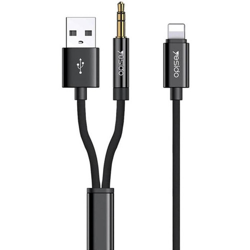 کابل تبدیل USB/جک 3.5 میلی متری به لایتنینگ یسیدو مدل YAU18 طول 1.2 متر