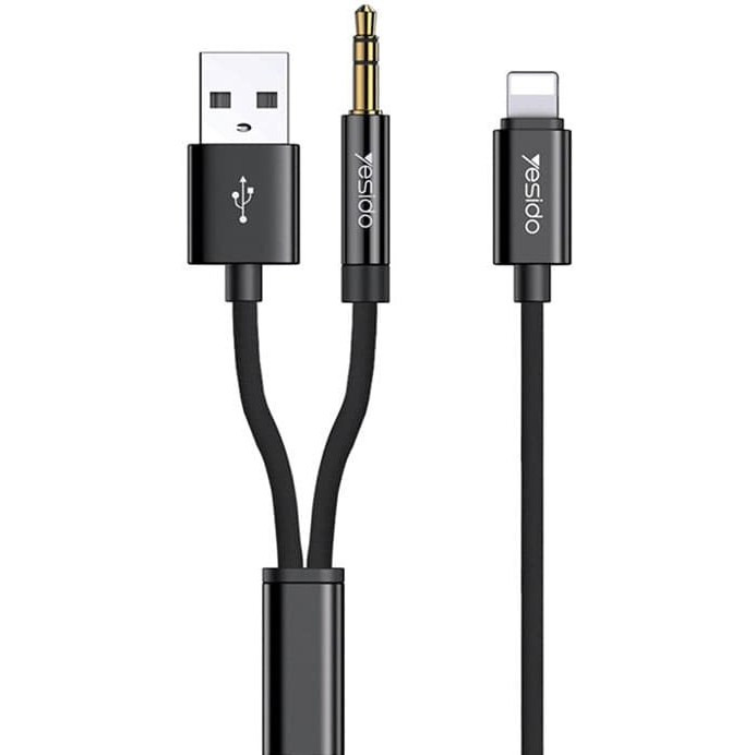 کابل تبدیل USB/جک 3.5 میلی متری به لایتنینگ یسیدو مدل YAU18 طول 1.2 متر