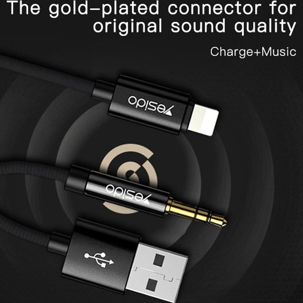 کابل تبدیل USB/جک 3.5 میلی متری به لایتنینگ یسیدو مدل YAU18 طول 1.2 متر