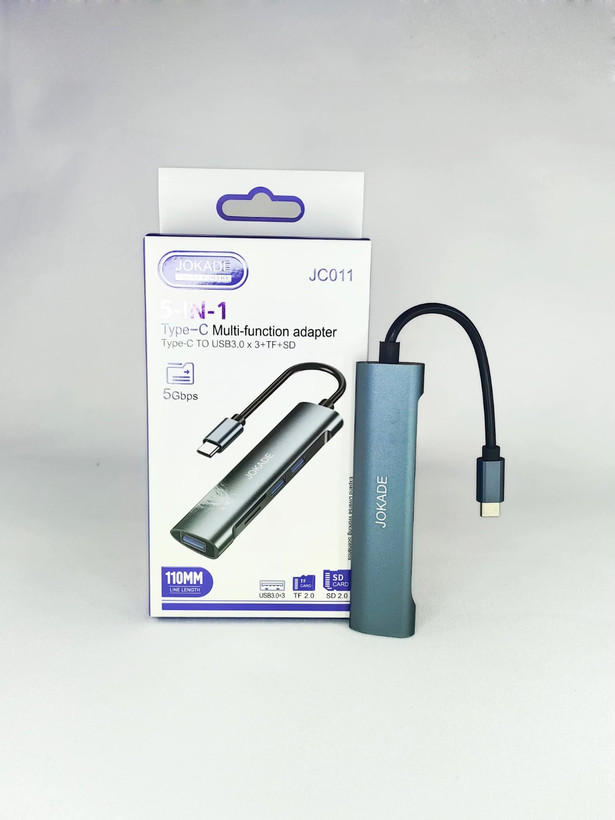 هاب 5 در 1 تایپ سی JOKADE مدل JC011 | تبدیل USB-C به 3 پورت USB 3.0 + SD + Tf