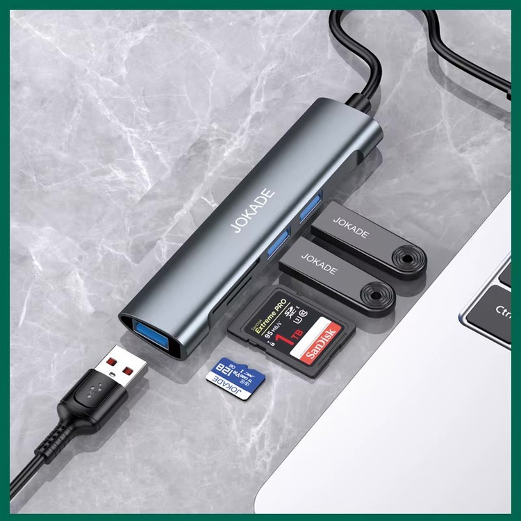 هاب 5 در 1 تایپ سی JOKADE مدل JC011 | تبدیل USB-C به 3 پورت USB 3.0 + SD + Tf