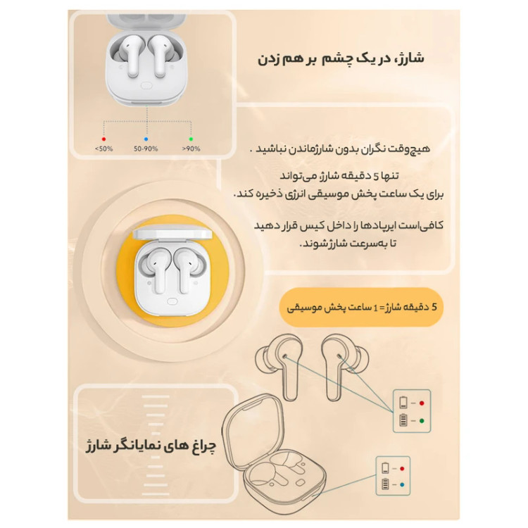 هدفون بلوتوثی کیو سی وای مدل T13x سفید