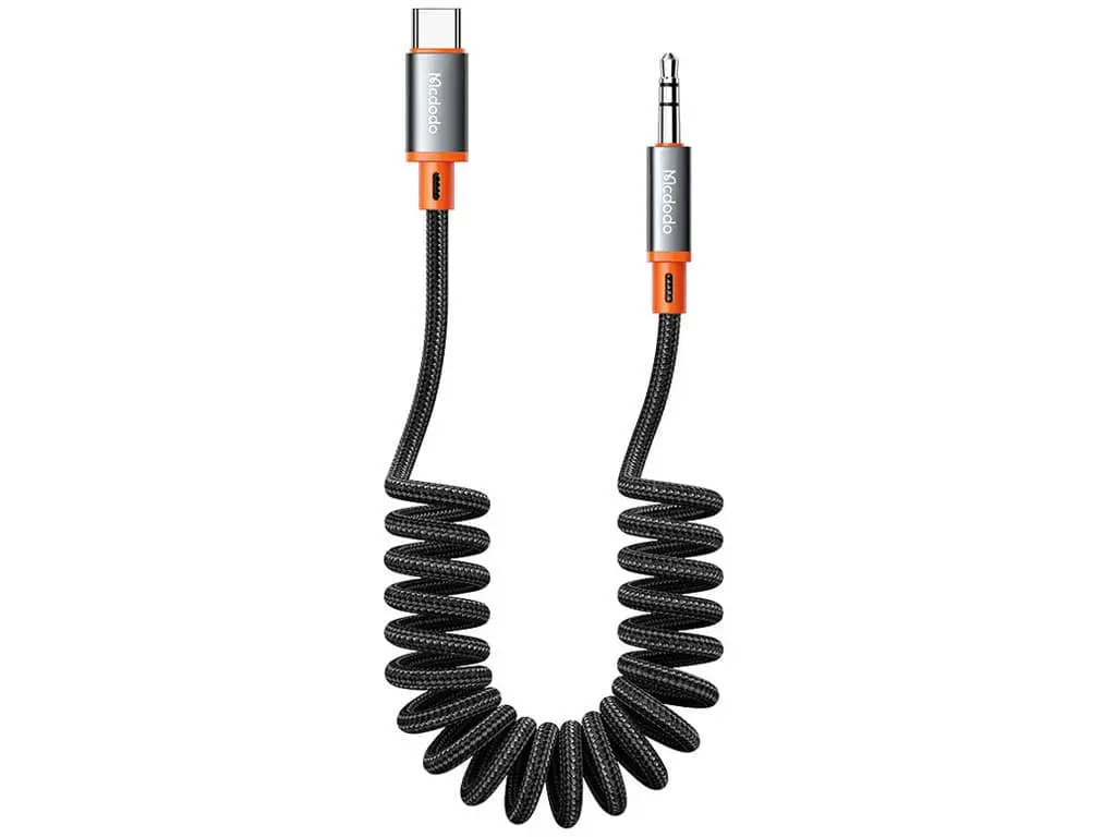 کابل تبدیل تایپ‌سی به جک 3.5 میلی‌متری صدا مک دودو Mcdodo CA-0900 Castle Series Type-C to DC3.5 Male Coil Cable مشکی