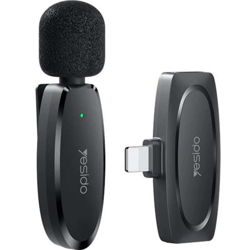 میکروفون یقه ایی بی سیم یسیدو مدل KR12 رابط lightning مناسب آیفون با حذف نویز