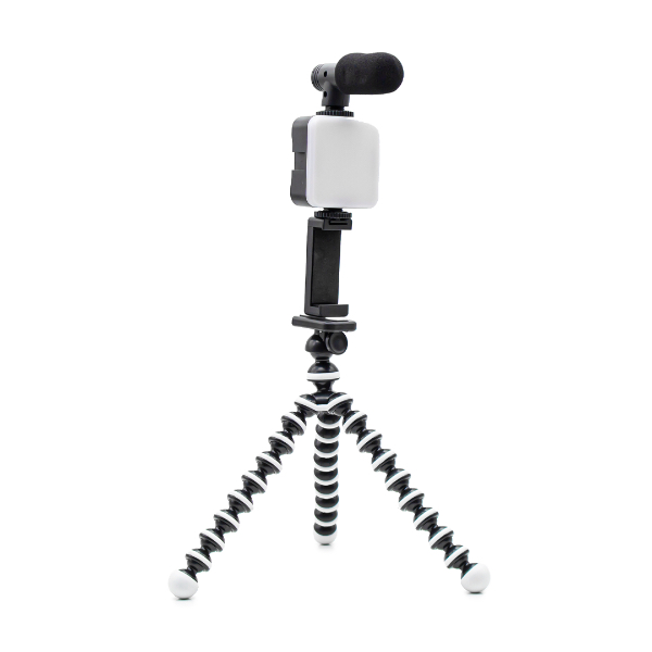 کیت تولید محتوا مدل AY-49Z به همراه نور LED میکروفون و سه پایه منعطف و هولدر موبایل