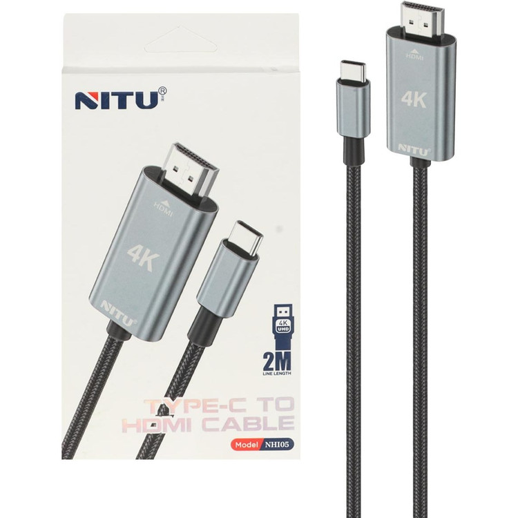 کابل تبدیل USB TYPE C به HDMI نیتو مدل NHI05 طول 2 متر با پشتیبانی از کیفیت 4K