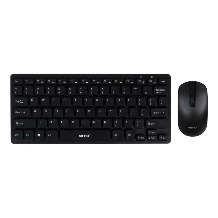 ست ماوس و کیبورد مینی بی سیم Nitu NKB05 مشکی با اتصال دانگل USB