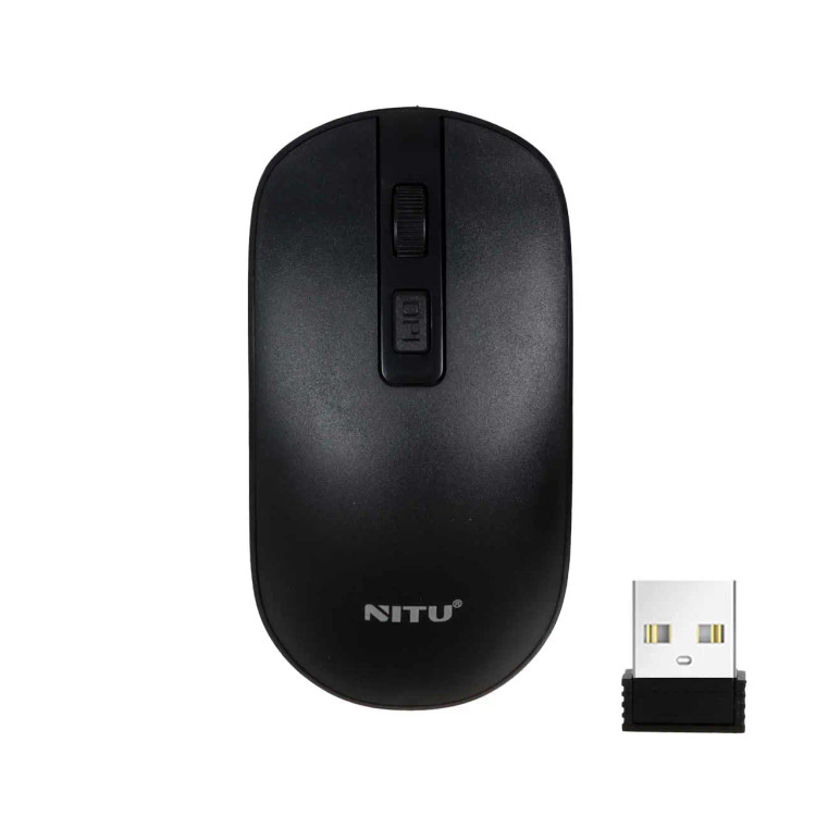 ست ماوس و کیبورد مینی بی سیم Nitu NKB05 مشکی با اتصال دانگل USB