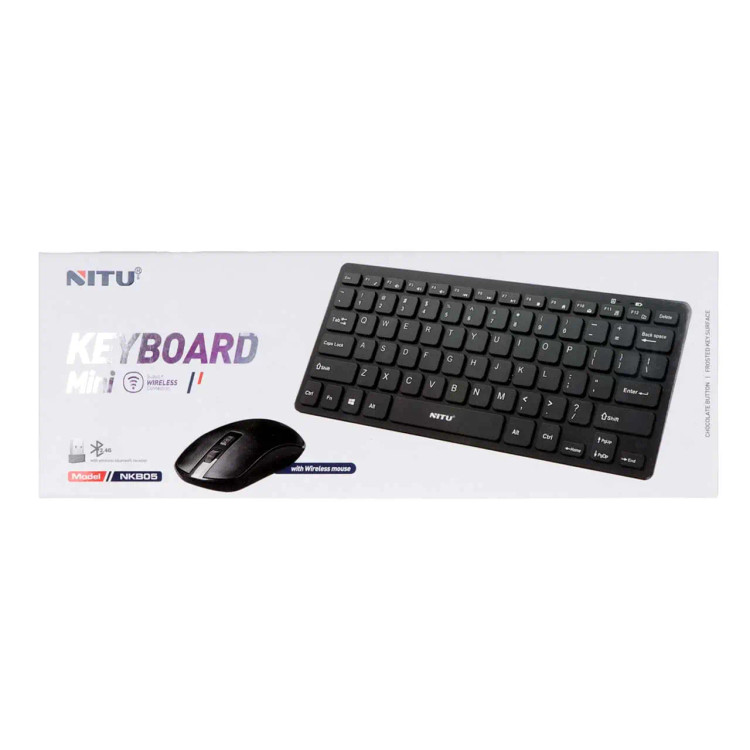 ست ماوس و کیبورد مینی بی سیم Nitu NKB05 مشکی با اتصال دانگل USB