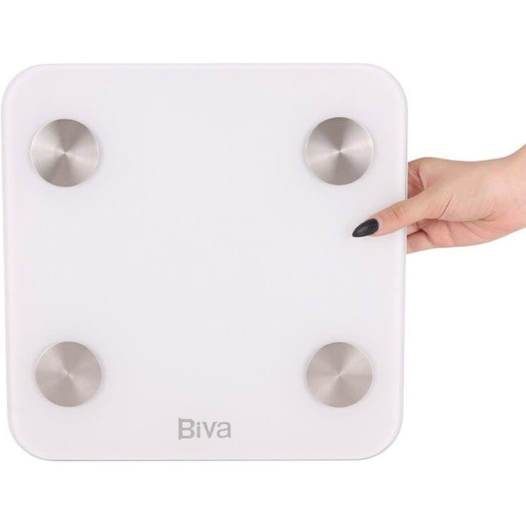 ترازو هوشمند آنالیز ترکیب بدن02 BIVA مدل SMART BODY SCALE ظرفیت 180 کیلوگرم و اتصال بلوتوث سفید