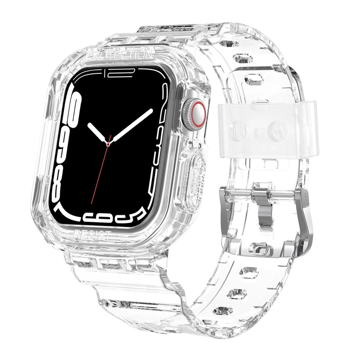 کاور و بند اپل اپل واچ به سایز های 38/40/41 apple watch بی رنگ شفاف شفاف مدل جیشاک
