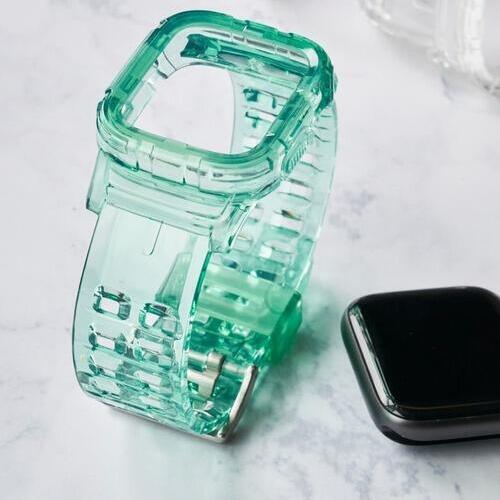 کاور و بند اپل اپل واچ به سایز های 38/40/41 apple watch سبز شفاف مدل جیشاک