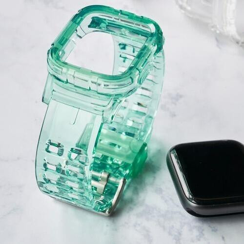 کاور و بند اپل اپل واچ به سایز های 38/40/41 apple watch سبز شفاف مدل جیشاک