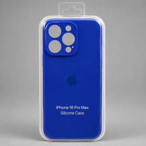 قاب سیلیکونی گوشی اپل آیفون 16 پرومکس iphone 16 pro max مدل محافظ دار لنز رنگ آبی کاربنی