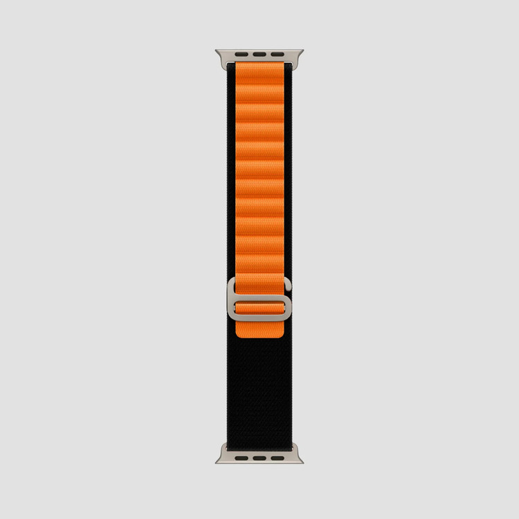 بند پارچه ایی برزنتی اپل واچ لوپ آلپاین مدل Durapro Flex مناسب apple Watch سایز 42/44/45/49 مشکی و نارنجی