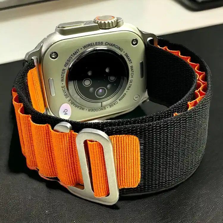 بند پارچه ایی برزنتی اپل واچ لوپ آلپاین مدل Durapro Flex مناسب apple Watch سایز 42/44/45/49 مشکی و نارنجی
