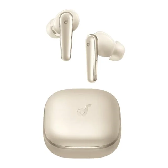 هدفون بلوتوثی انکر مدل Soundcore Liberty 5 با نویز کنسلینگ فعال (ANC)، دارای سنسور نوری داخل گوش و مقاوم در برابر رطوبت و عرق طلایی