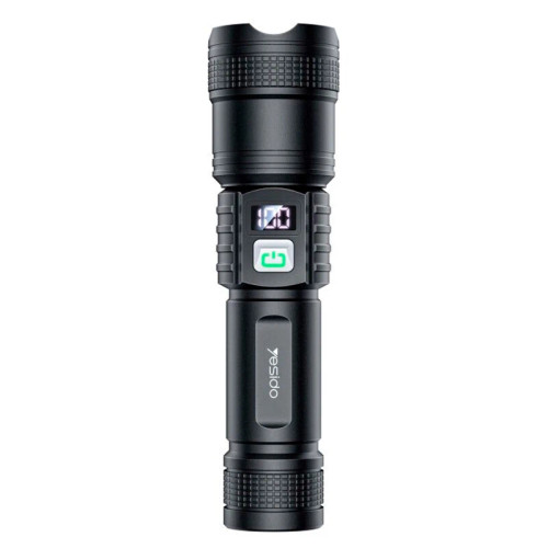 چراغ قوه شارژی yesido tc11 زوم دار led با نمایشگر دیجیتال و باتری 1200