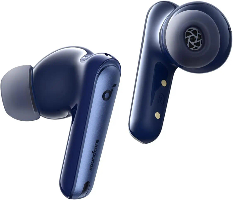 هدفون بلوتوثی انکر مدل Soundcore Liberty 4 با نویز کنسلینگ فعال (ANC)، دارای سنسور نوری داخل گوش و مقاوم در برابر رطوبت و عرق سرمه ایی