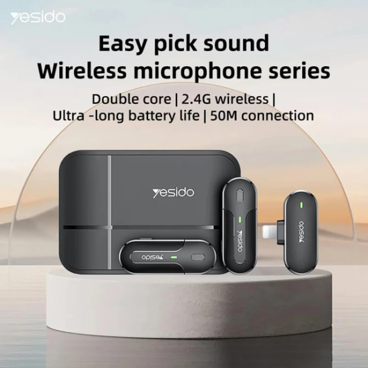 میکروفن یقه ای بی سیم یسیدو مدل KR16 با رابط لایتنینگ YESIDO KR16 lightning اصلی