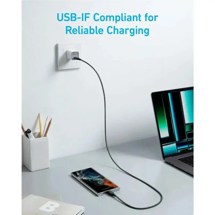 کابل شارژ انکر USB-C به USB-C انکر A8752 طول 1 متر توان 60 وات اصلی NEW