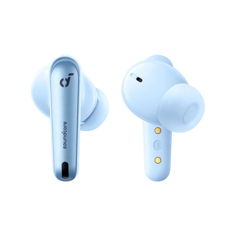 هدفون بلوتوثی انکر مدل Soundcore Liberty 4 با نویز کنسلینگ فعال (ANC)، دارای سنسور نوری داخل گوش و مقاوم در برابر رطوبت و عرق آبی آسمانی