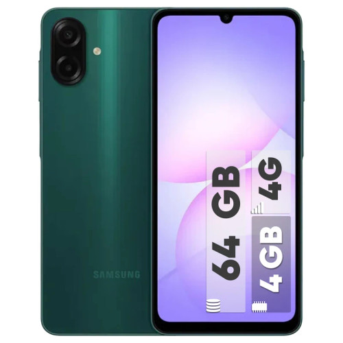 گوشی موبایل سامسونگ مدل Galaxy A07 4G دو سیم کارت حافظه 64 گیگابایت و رم 4 گیگابایت چین سبز تیره - 18 ماه گارانتی شرکتی و 3 سال پشتیبانی پس از فروش