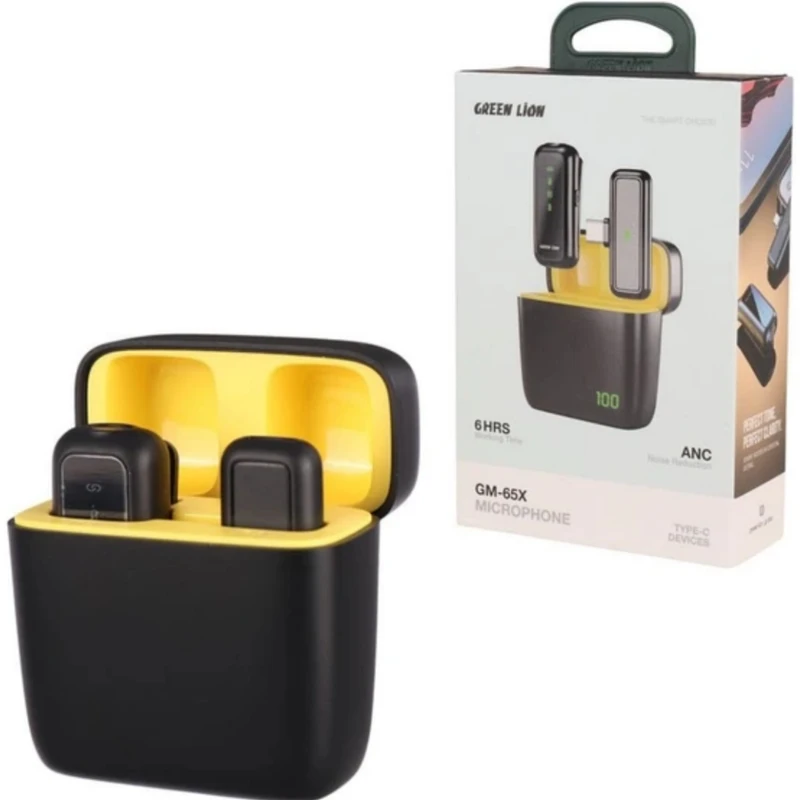 میکروفن بی سیم گرین لاین مدل GM-65X type C ظبط صدا و تولید محتوا با 36 ماه گارانتی
