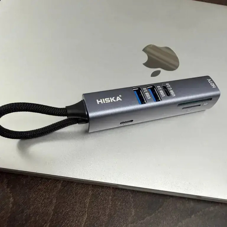 هاب 7 پورت USB-C هیسکا مدل HR-53 خاکستری با گارانتی هیسکا سرویس