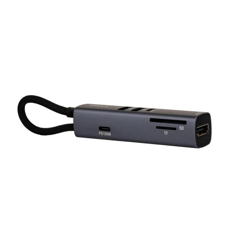 هاب 7 پورت USB-C هیسکا مدل HR-53 خاکستری با گارانتی هیسکا سرویس